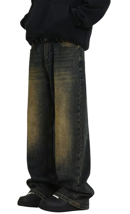 Wide Leg Loose Fit Jeans Brown/Black