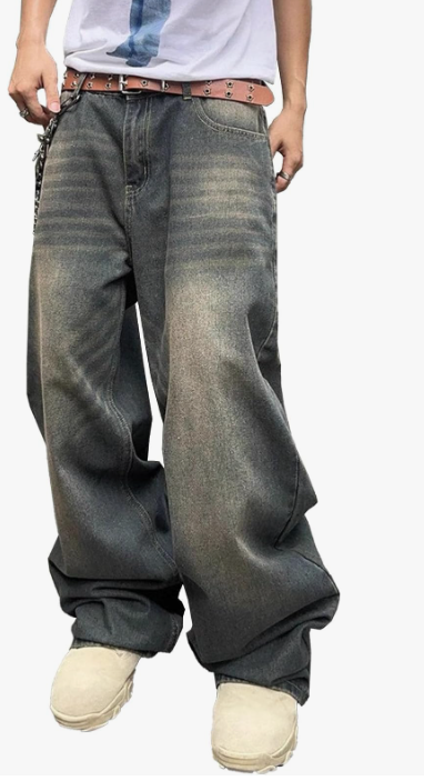 Mens Baggy Jeans Y2k Wide Leg Loose Fit VINTAGE